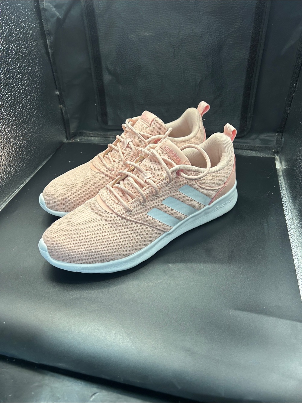 adidas Women’s Light Pink Mesh Sneakers with White Stripes